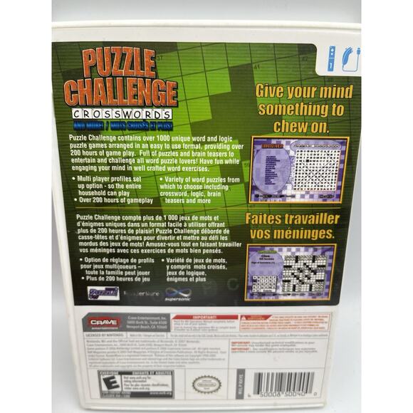 Puzzle Challenge: Crosswords and More (Nintendo Wii, 2009) - Picture 2 of 6